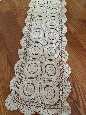 Crocheted Table Runner in Cream — Elegant Dining Accent